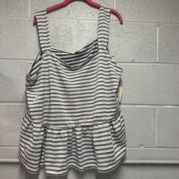 A.N.A women’s Striped Tank top white Blue Green purple‎  2X peplum NWT - Picture 1 of 5